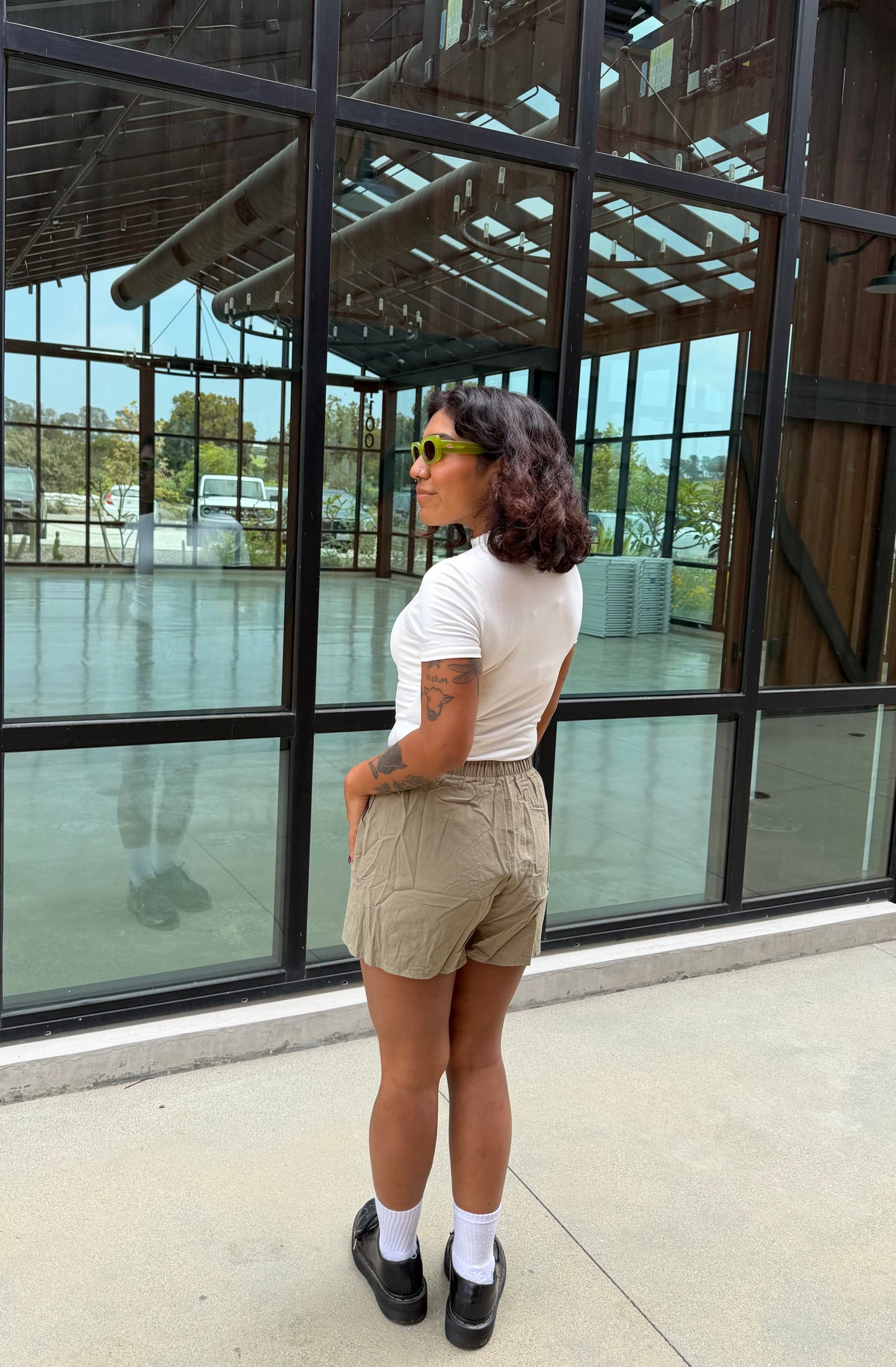 Sierra Linen Shorts (Olive)